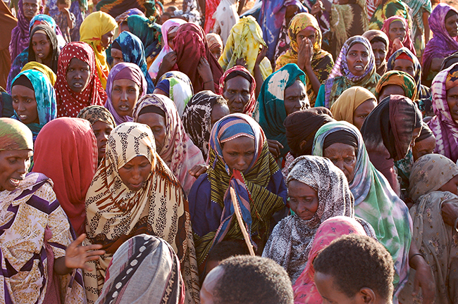 Displaced women in Wardher gather together. Photo by Will Robertson/MSF  